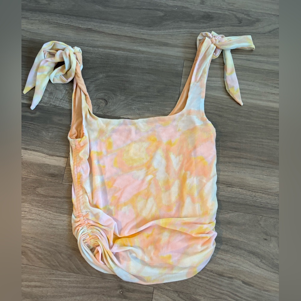 Tie-Dye Pastel Top with Bows on shoulders